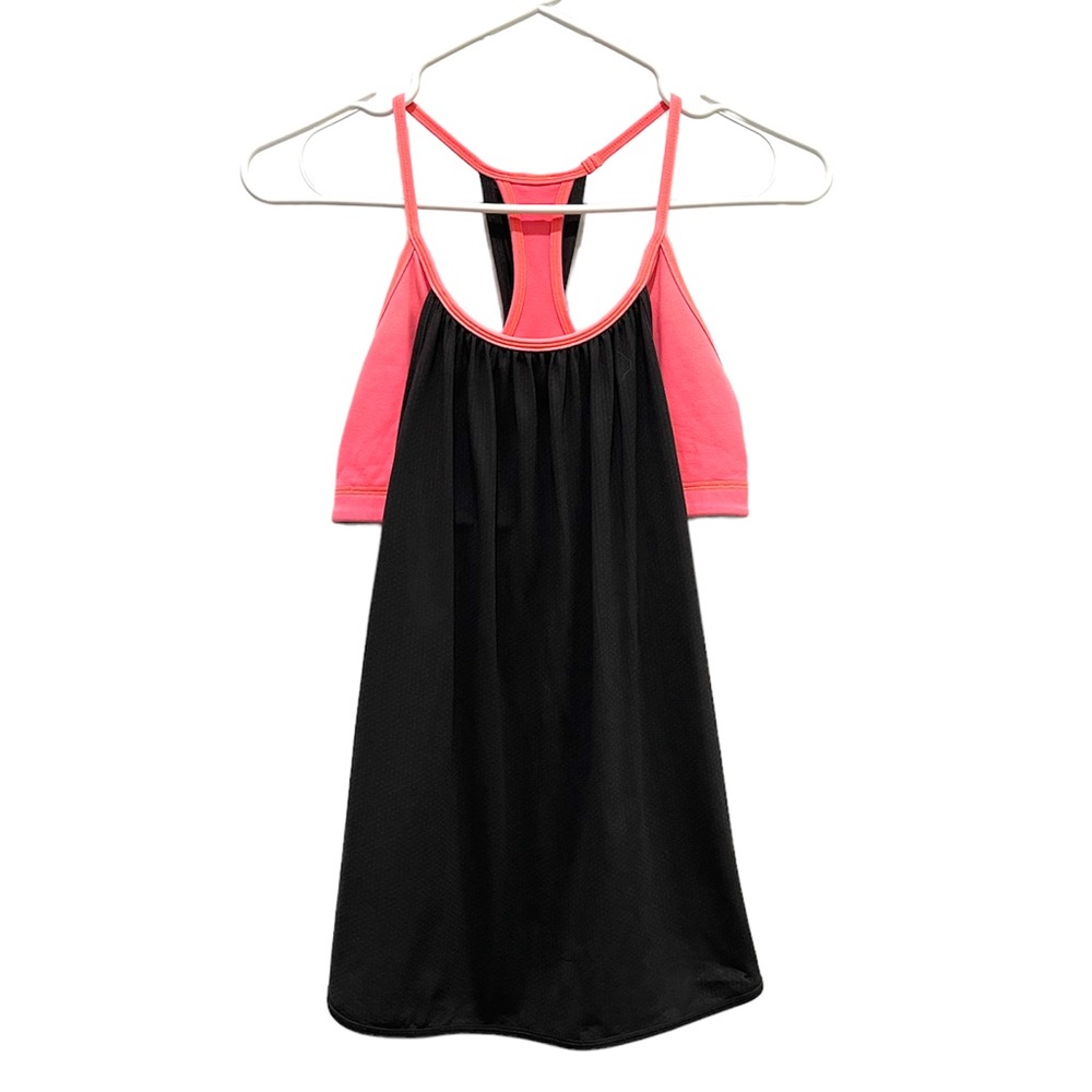 Lululemon Gray and Coral Tank W Shelf Bra Size 6